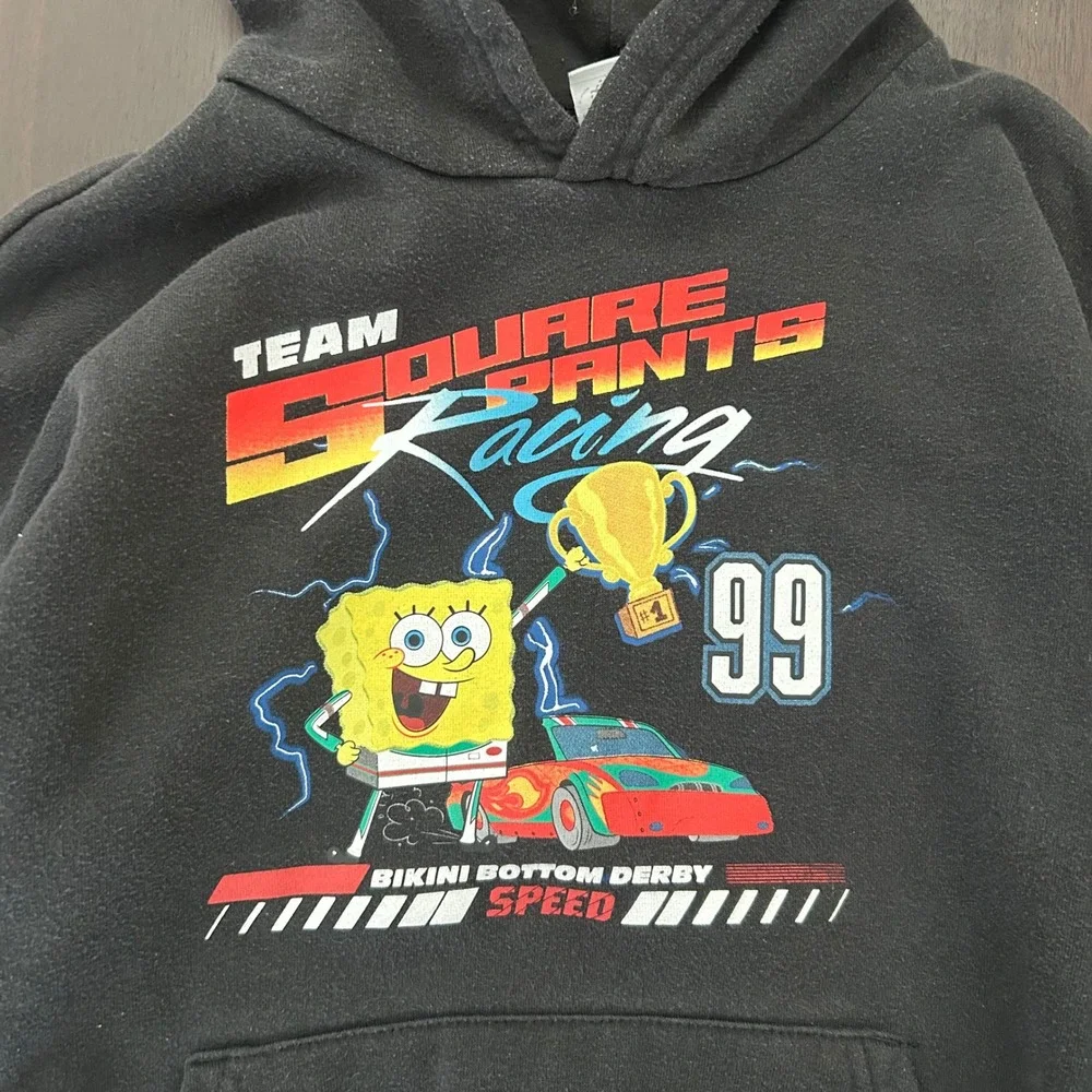 Old Navy Kids Spongebob Squarepants Racing Hoodie Black XL 14-16 Nickelodeon